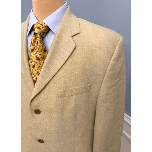 Donna Karen DKNY Linen Twill Blazer Mens 42L Jacket Sportcoat - Picture 2 of 9